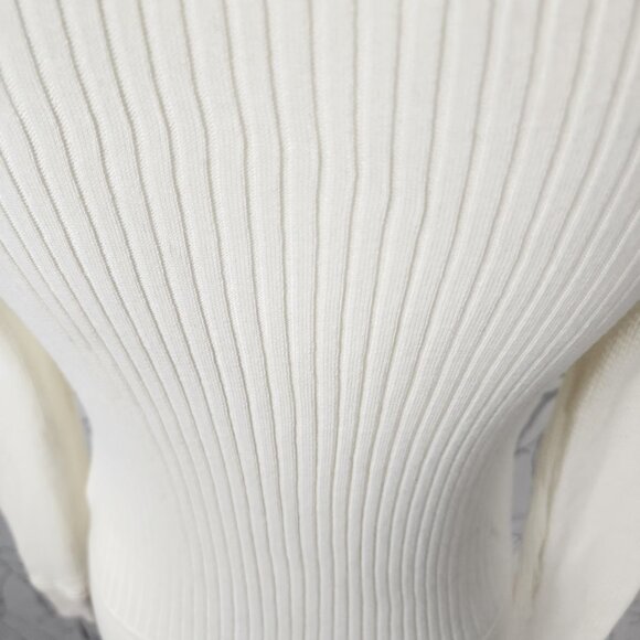 3.1 Phillip Lim Ivory Cotton Crepe V-Neck Lace Cardigan - Picture 7 of 9